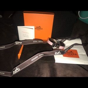 AUTHENTIC: Hermes Clic Clac H Bracelet-PINK SILVER
